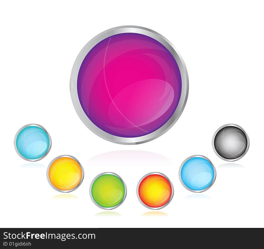 Colorful glossy buttons. Good for web. Isolated vector illustration on white background. Include additional format EPS v.8 (Adobe Illustrator). Colorful glossy buttons. Good for web. Isolated vector illustration on white background. Include additional format EPS v.8 (Adobe Illustrator).