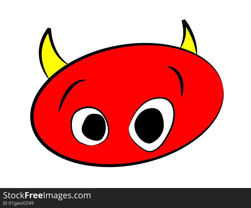 Funny little devil's face with large and good eyes. Funny little devil's face with large and good eyes