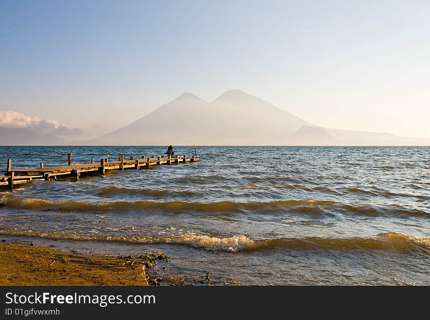 Lake atitlan, guatemala, 1560 m about sea-level, in the light of late afternoon The lake is surrounded of mountains and three active vulcans and people say, it is the most beautiful lake of the world. Lake atitlan, guatemala, 1560 m about sea-level, in the light of late afternoon The lake is surrounded of mountains and three active vulcans and people say, it is the most beautiful lake of the world