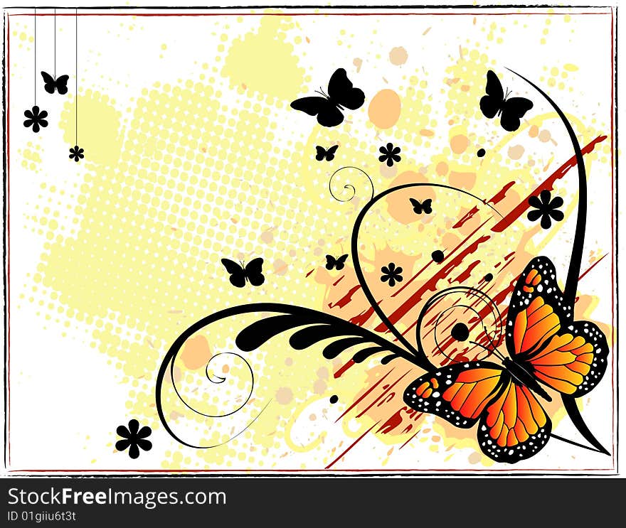 Butterfly on artistic grunge background. Butterfly on artistic grunge background.