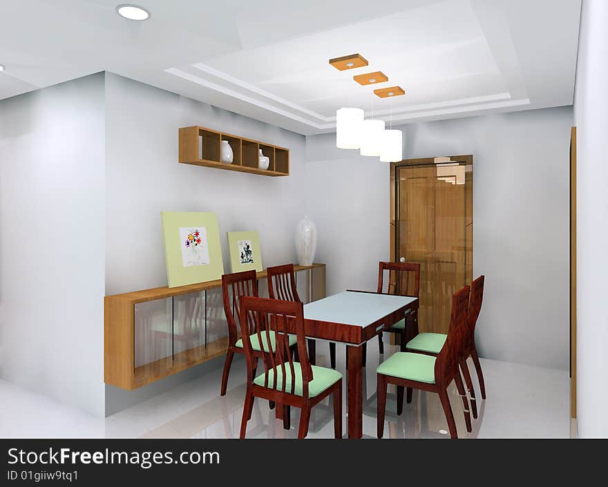 A kind of interior design plan (dining room). A kind of interior design plan (dining room)