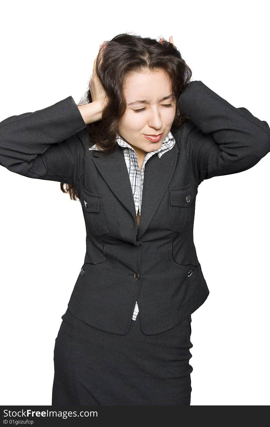 Young businesswoman holding her head