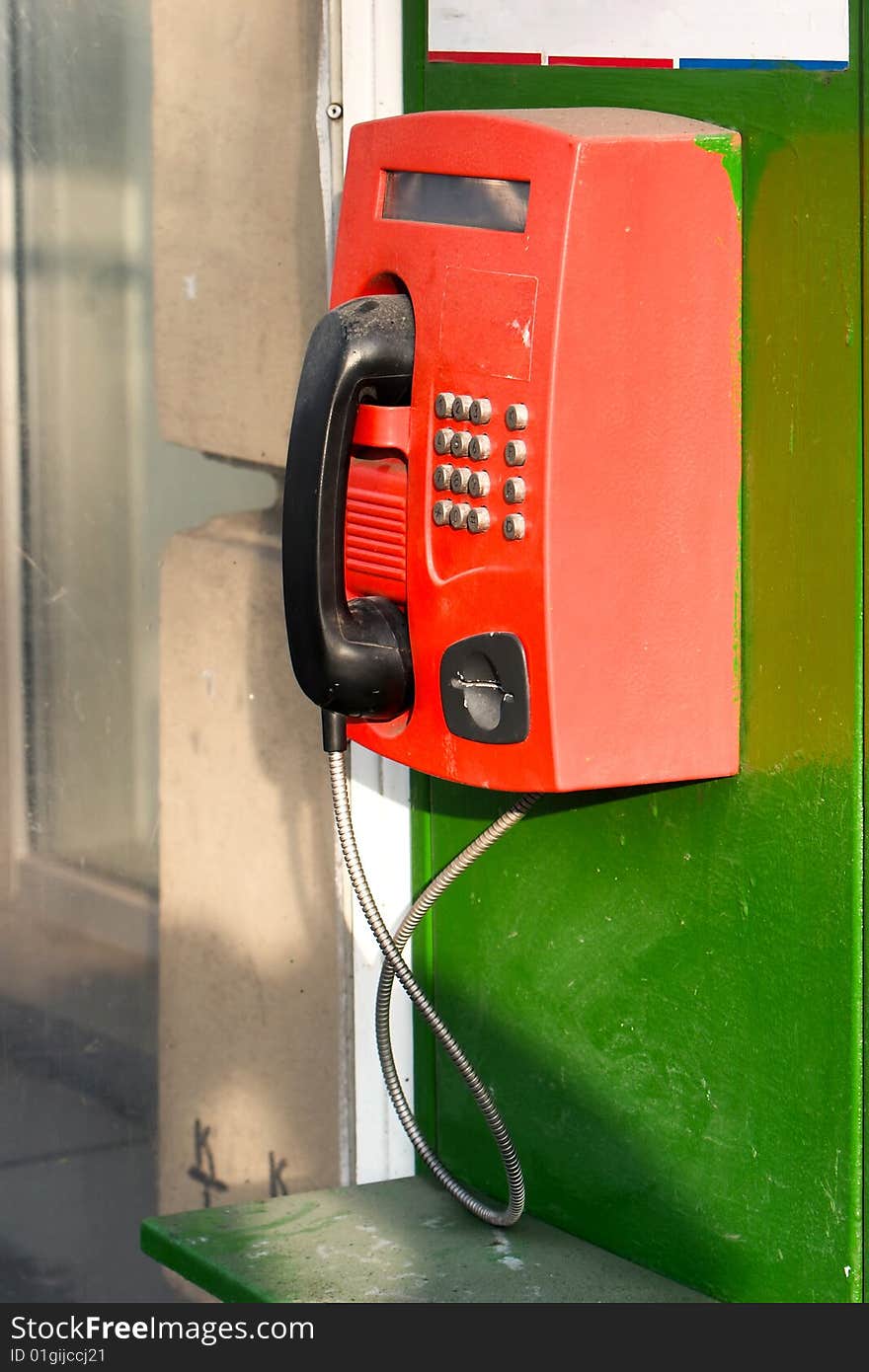 Stationary telephone on street in St. Petersburg, Russia