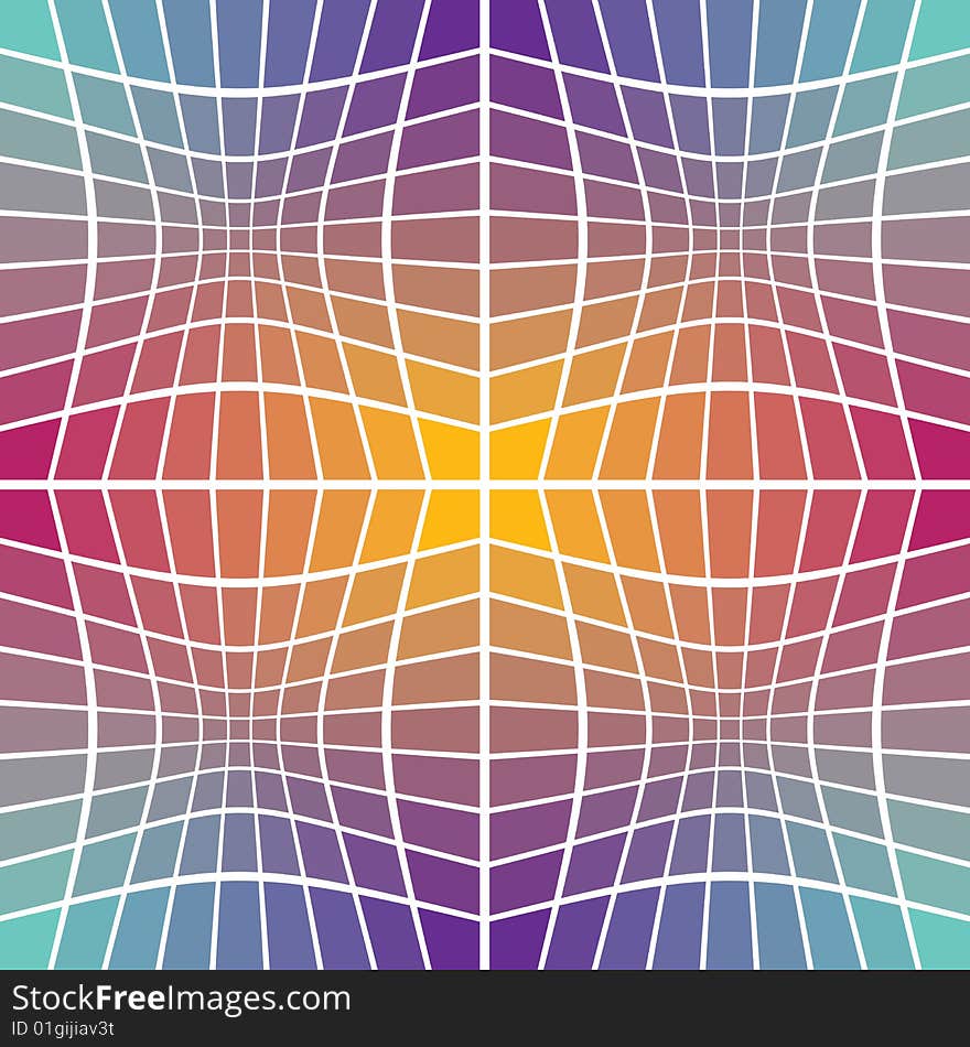 retro background abstract convex grid illustration with colorful rainbow color