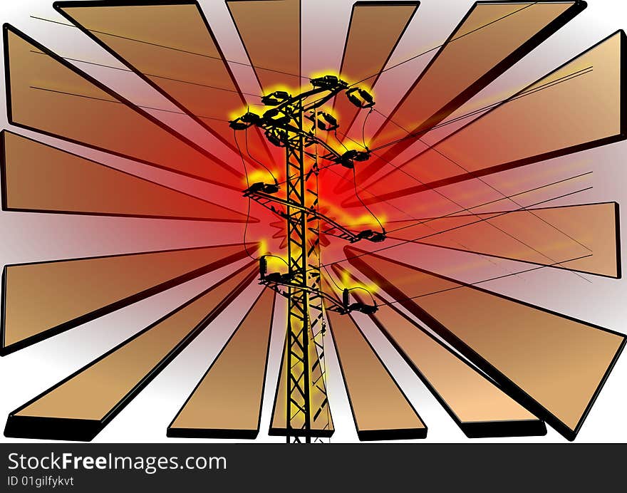 High-voltage pylon, part of the transmission system, graphics, image. High-voltage pylon, part of the transmission system, graphics, image.