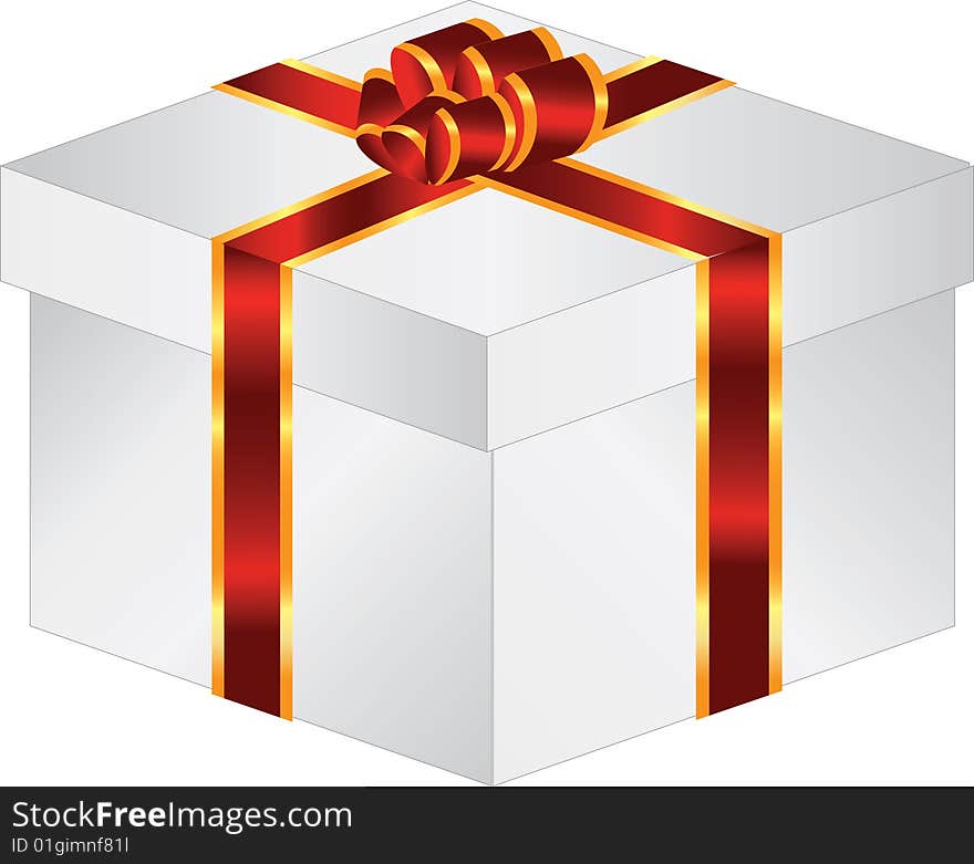 The vector illustration contains the image of gift box with bow