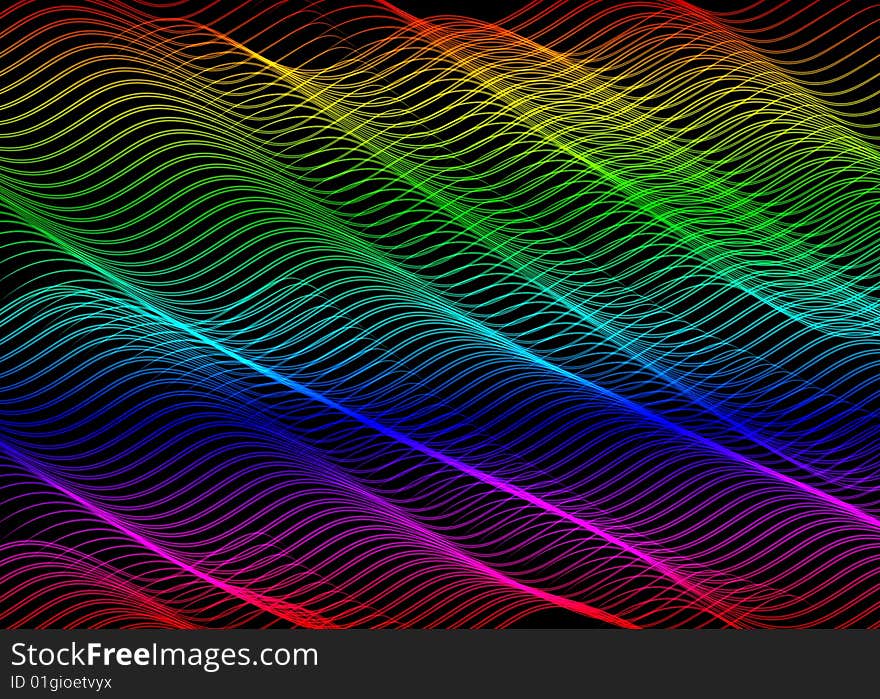 A colorful wavy net is featured in an abstract background illustration. A colorful wavy net is featured in an abstract background illustration.