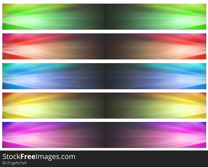 Illustration - Abstract banners of five colours. Illustration - Abstract banners of five colours