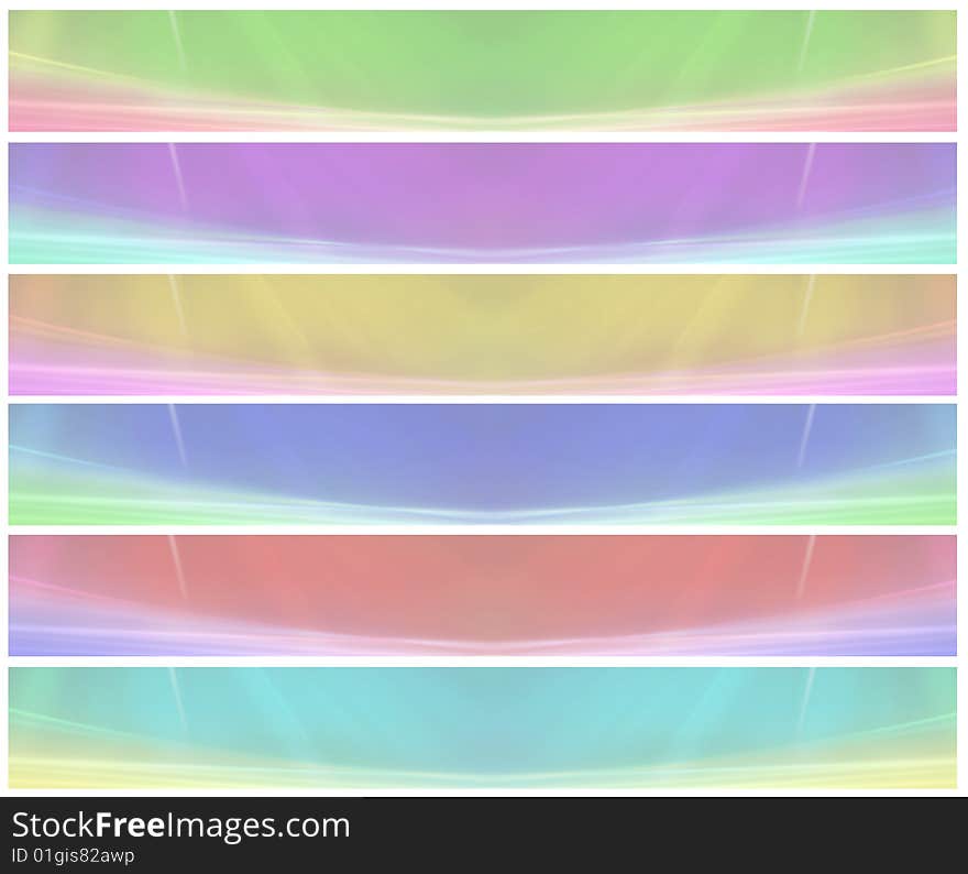 Illustration - Abstract banners of six colours. Illustration - Abstract banners of six colours