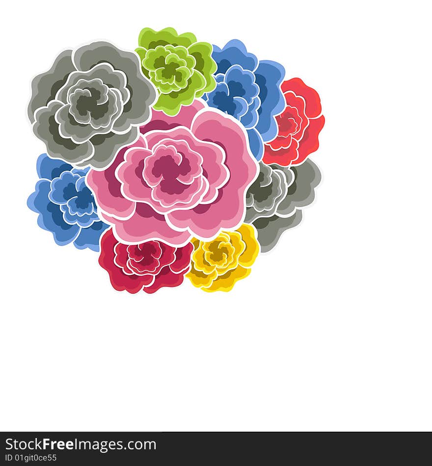 Color bouquet. Artistic vector illustration.