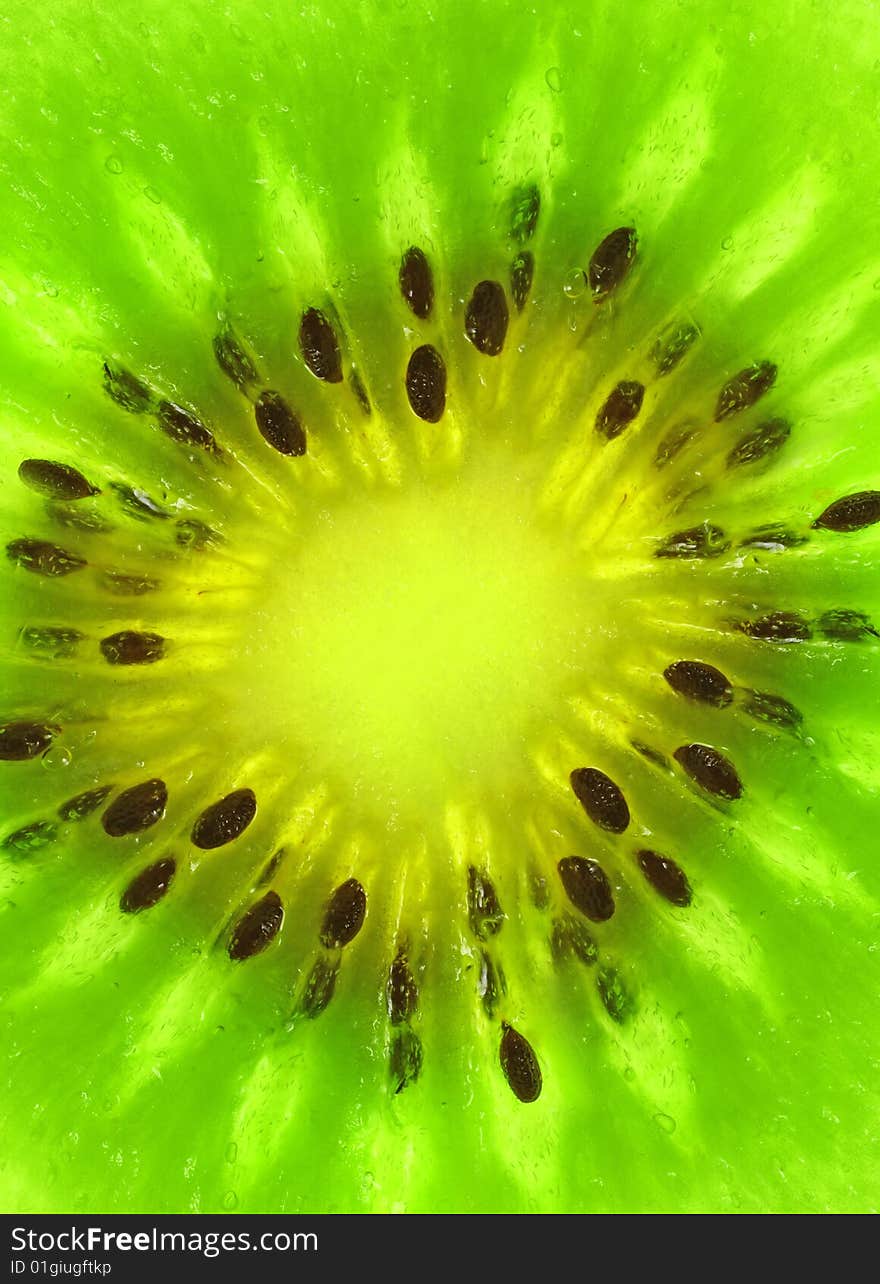 Amazing close-up of kiwi slice