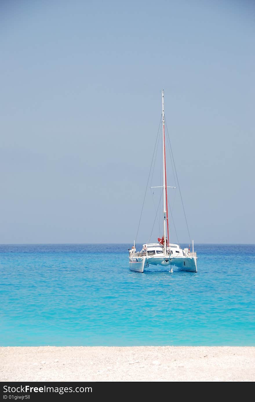 Catamaran At Navagio - Zakynthos Island Greece