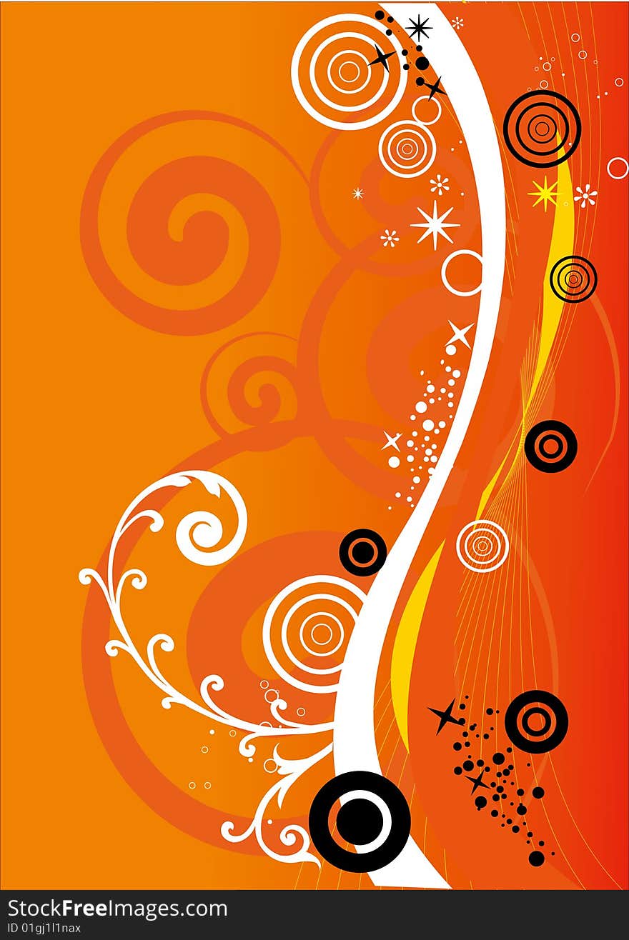 The orange background with curves.