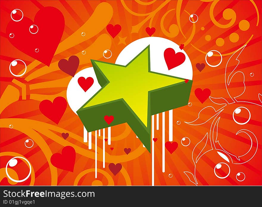 The image with star and hearts. The image with star and hearts.