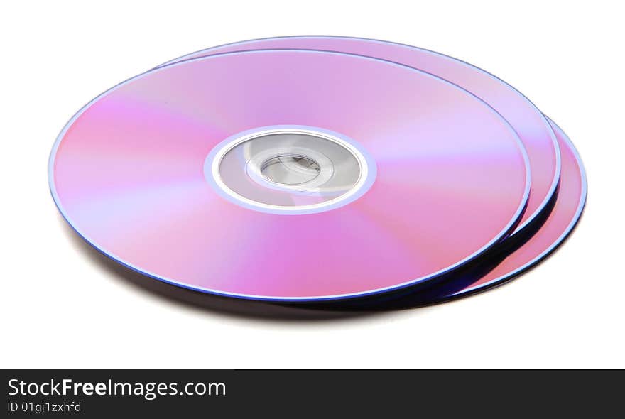 DVD disks isolated over a white background. DVD disks isolated over a white background