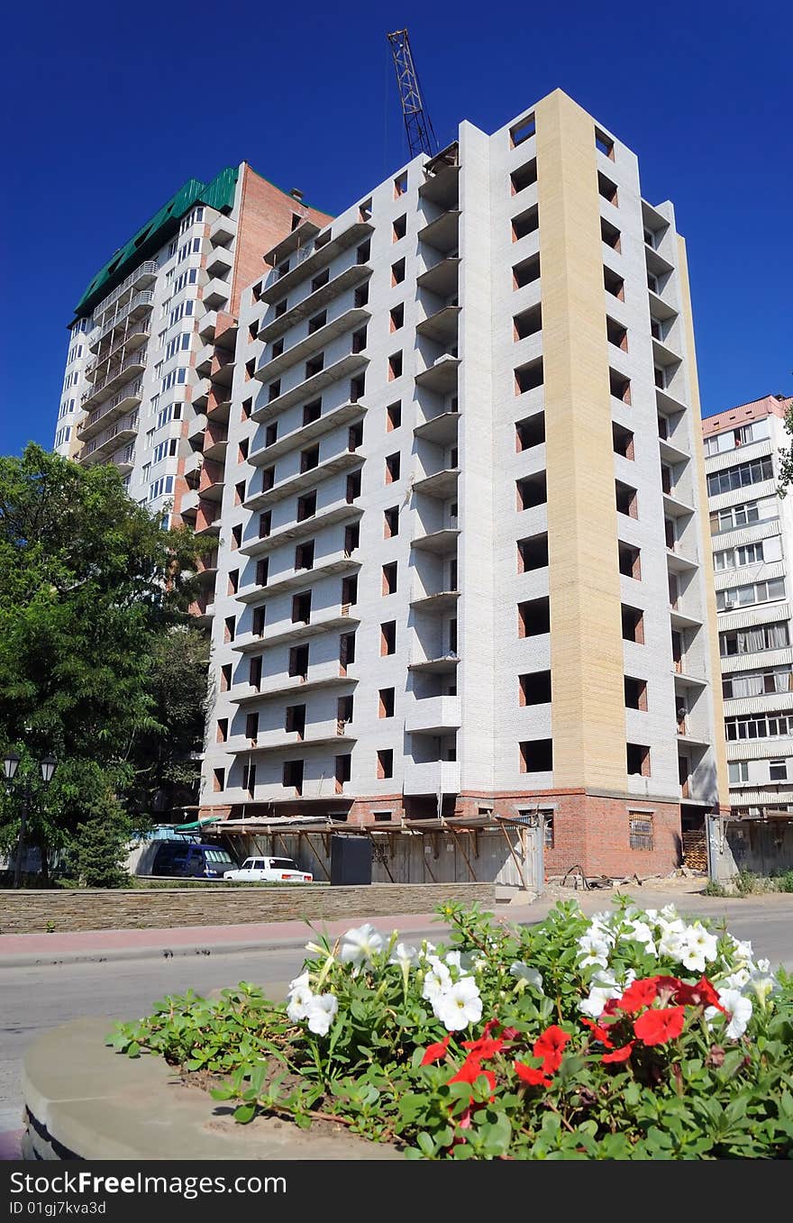 Building of the modern brick house