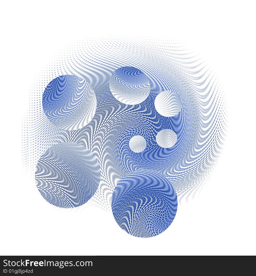 ball in turbulent flow in blue color with stripes. ball in turbulent flow in blue color with stripes