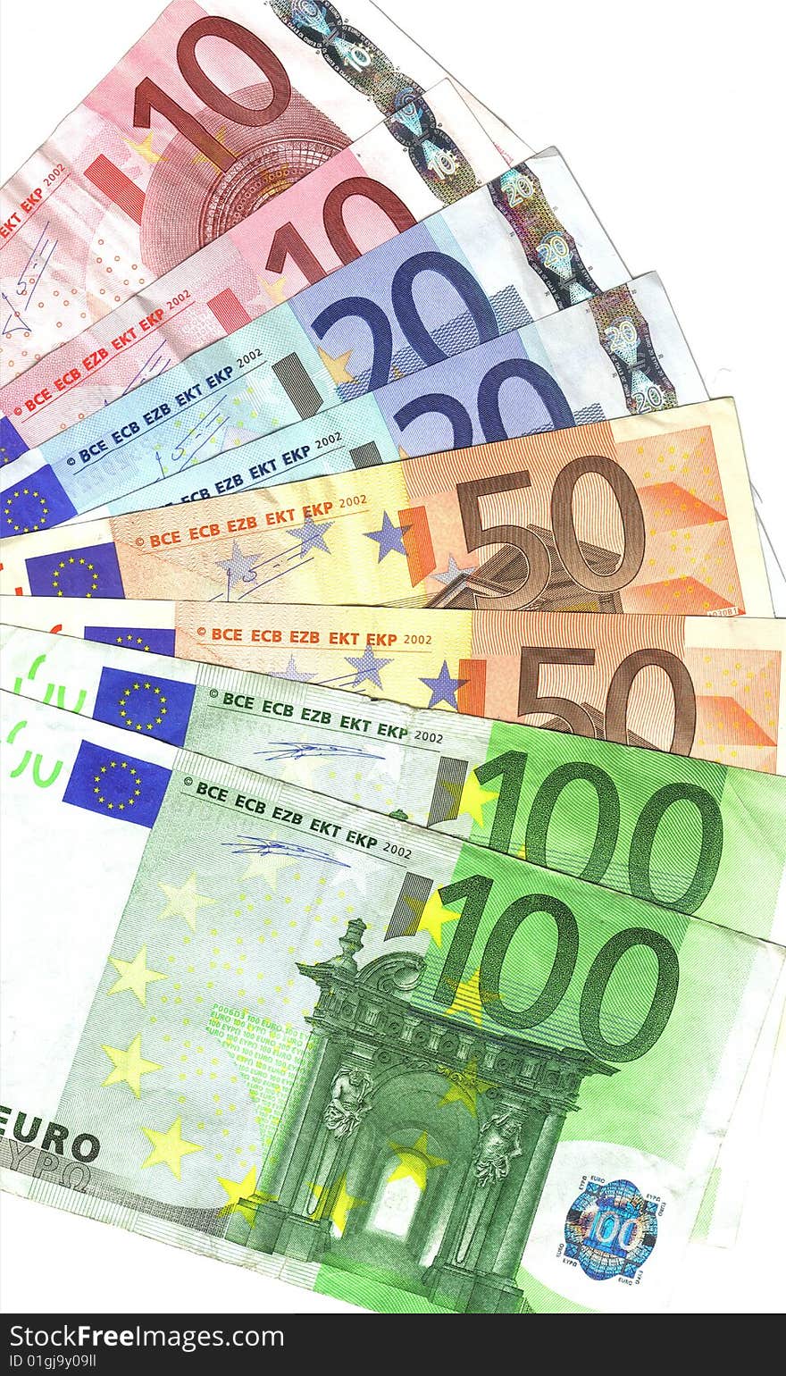 Range of 10, 20, 50 and 100 euro. Range of 10, 20, 50 and 100 euro