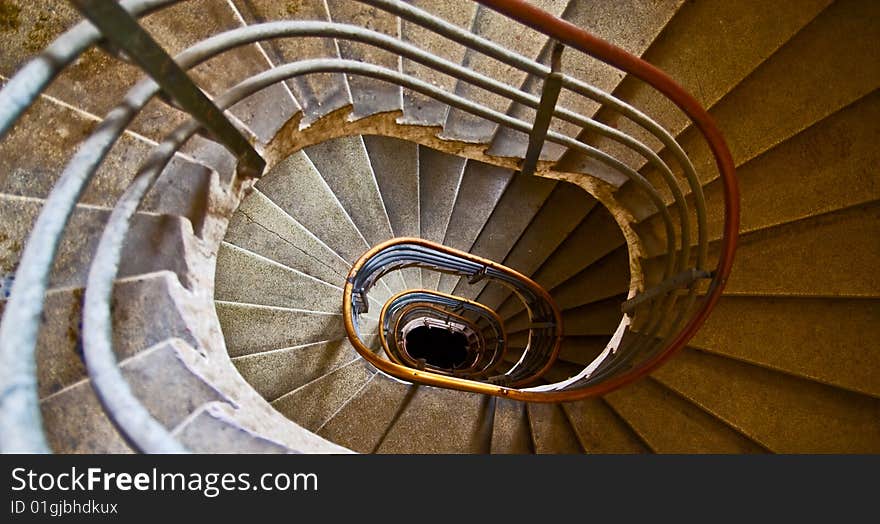 Old Spiral Staircase With Marble Steps