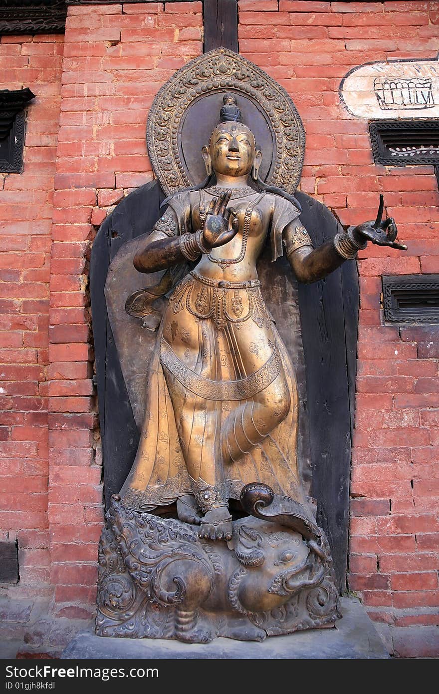 Statue of goddess in royal palace of patan. Statue of goddess in royal palace of patan.