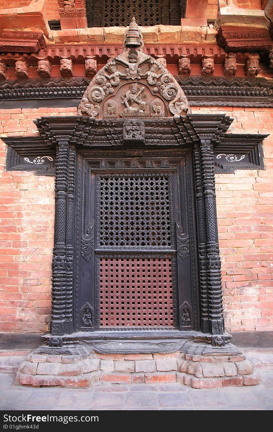 Traditional wood door in the nepal