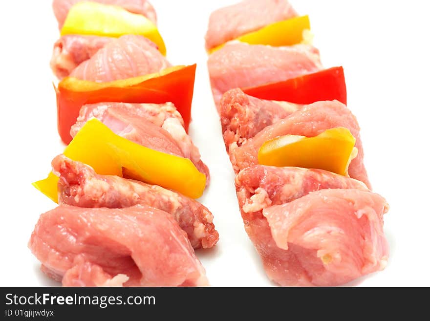 Raw Meat On Skewers