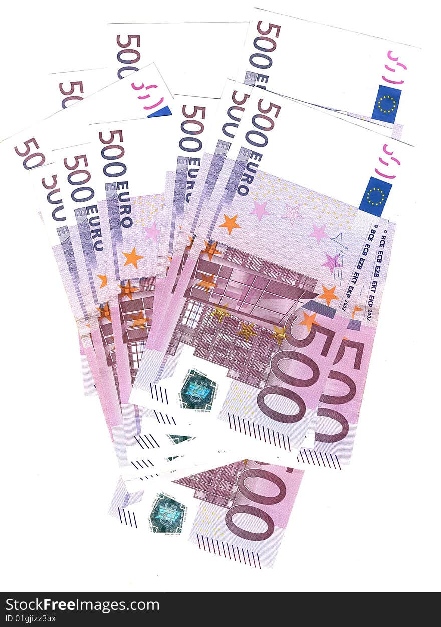 A photo of european banknotes. A photo of european banknotes