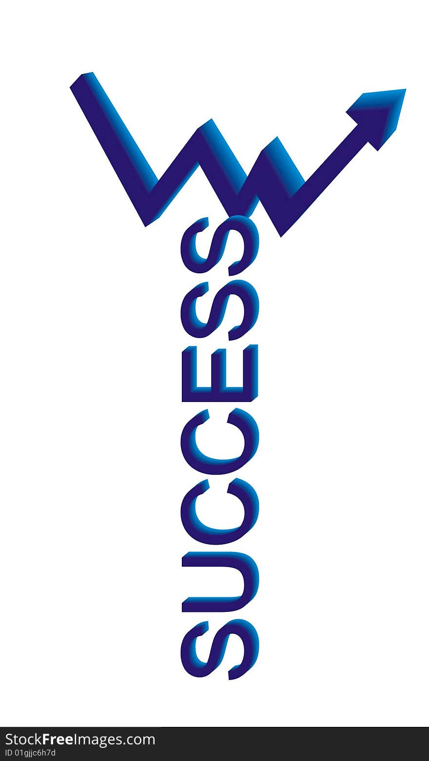 Success word with an arrow showing ups and downs in stock market with an isolated background. Success word with an arrow showing ups and downs in stock market with an isolated background