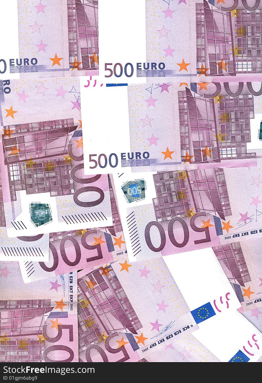 A photo of european banknotes. A photo of european banknotes