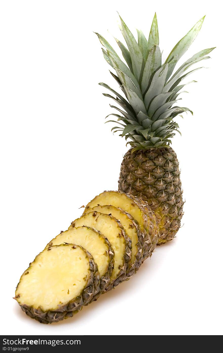 Big pineapples on white background