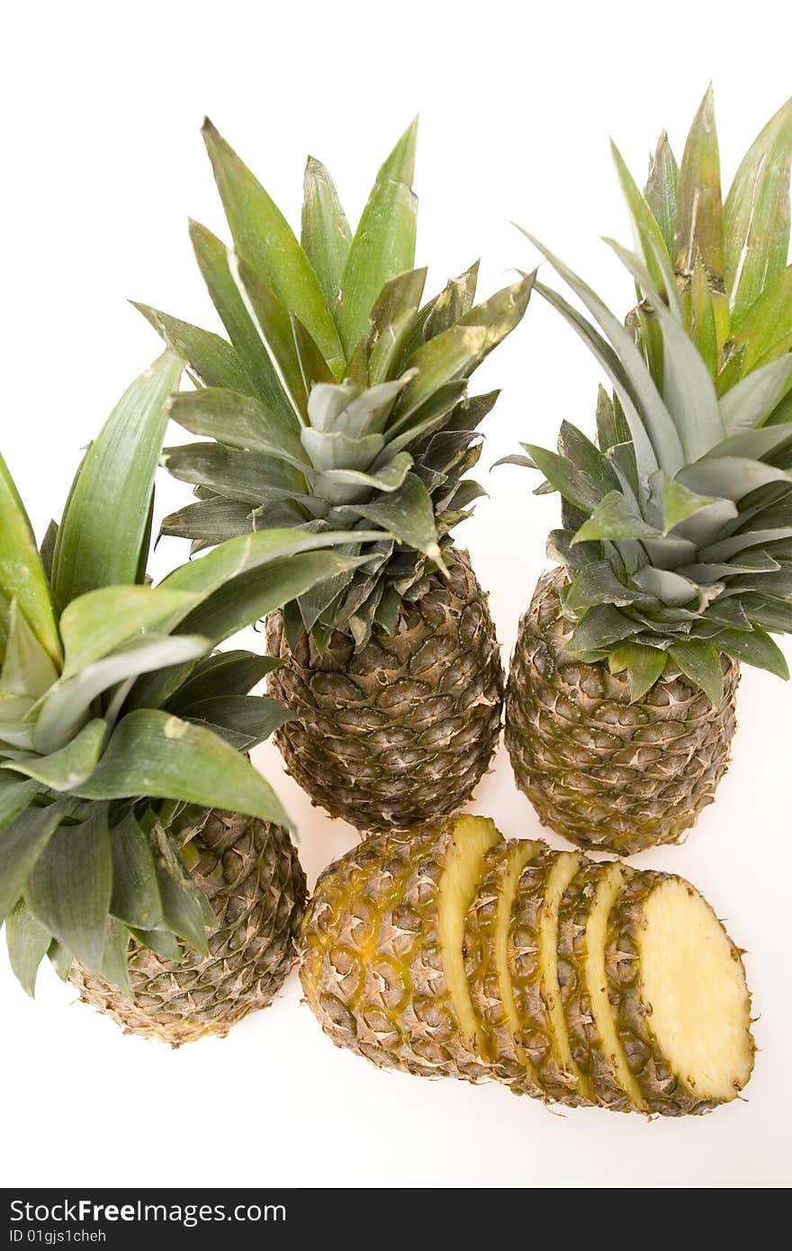 Big pineapples on white background