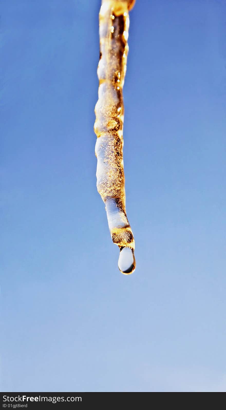 Real icicle in close focus