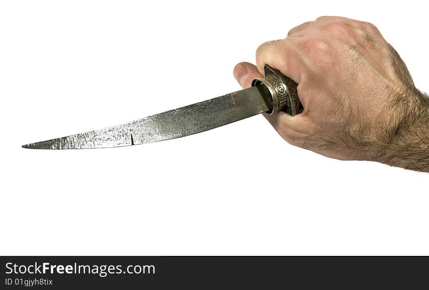 Hand holding an Arabian traditional ancient dagger