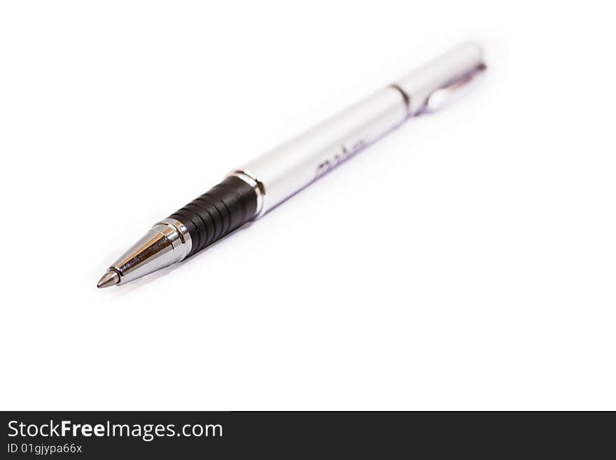 Metallic pen isolated on white background