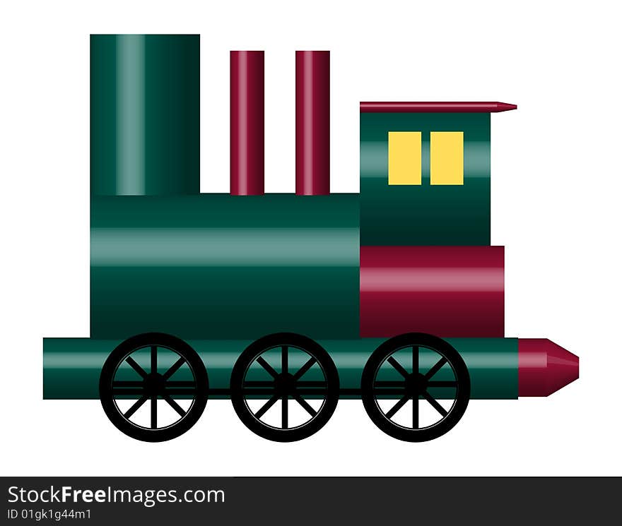 Illustration of of shiny toy train on white