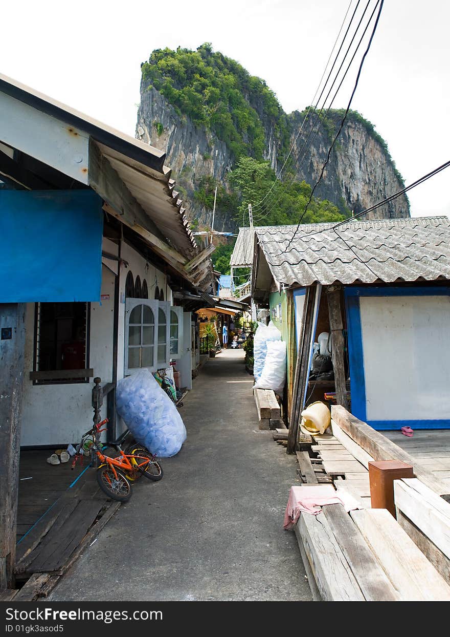 Muslim floating village main street, Thailand