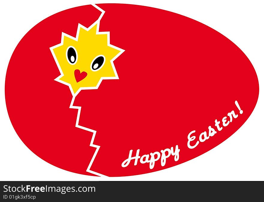 Broken red egg and chicken, vector background. Broken red egg and chicken, vector background