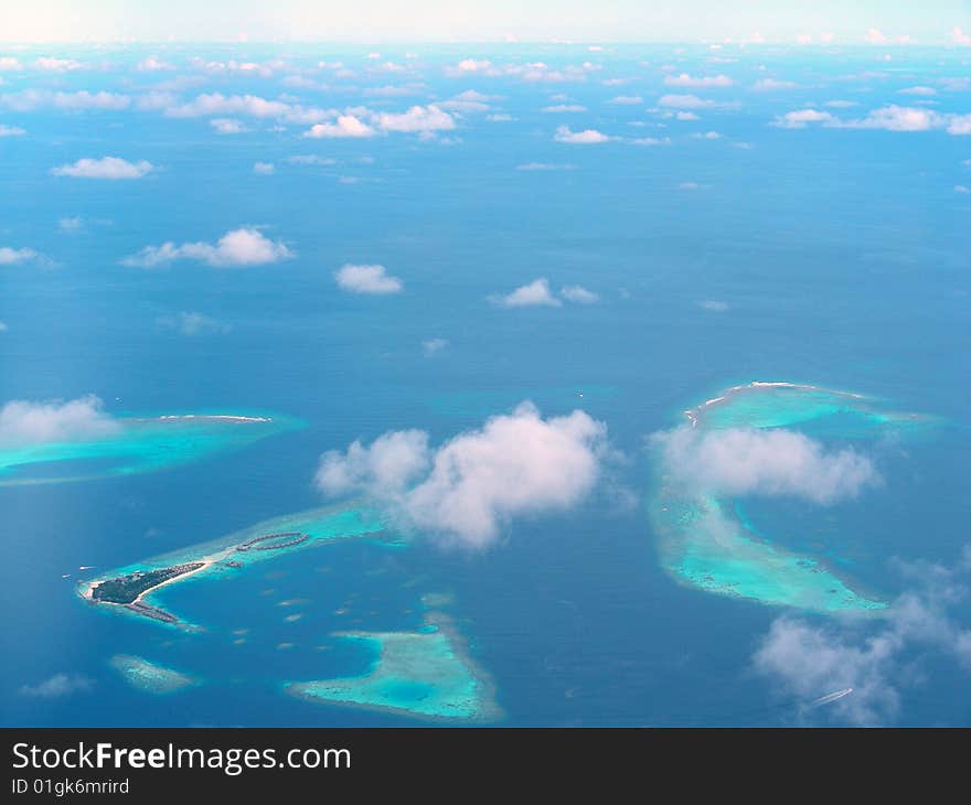 Photo of Indian ocean from the airplane. Photo of Indian ocean from the airplane