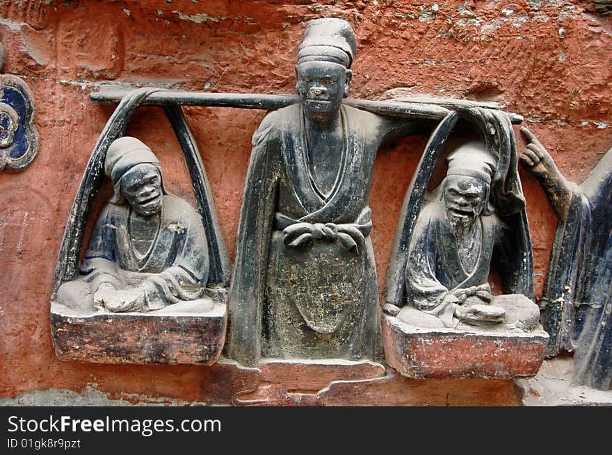 The Dazu Rock Carvings in Dazu County (China) is a collection of Budhist statues and compositions of the highest artistic attainment. The Dazu Rock Carvings were built from 650 in the Tang Dynasty and continued to the Ming Dynasty (1368-1644) and the Qing Dynasty (1616-1911). The Dazu Rock Carvings in Dazu County (China) is a collection of Budhist statues and compositions of the highest artistic attainment. The Dazu Rock Carvings were built from 650 in the Tang Dynasty and continued to the Ming Dynasty (1368-1644) and the Qing Dynasty (1616-1911).