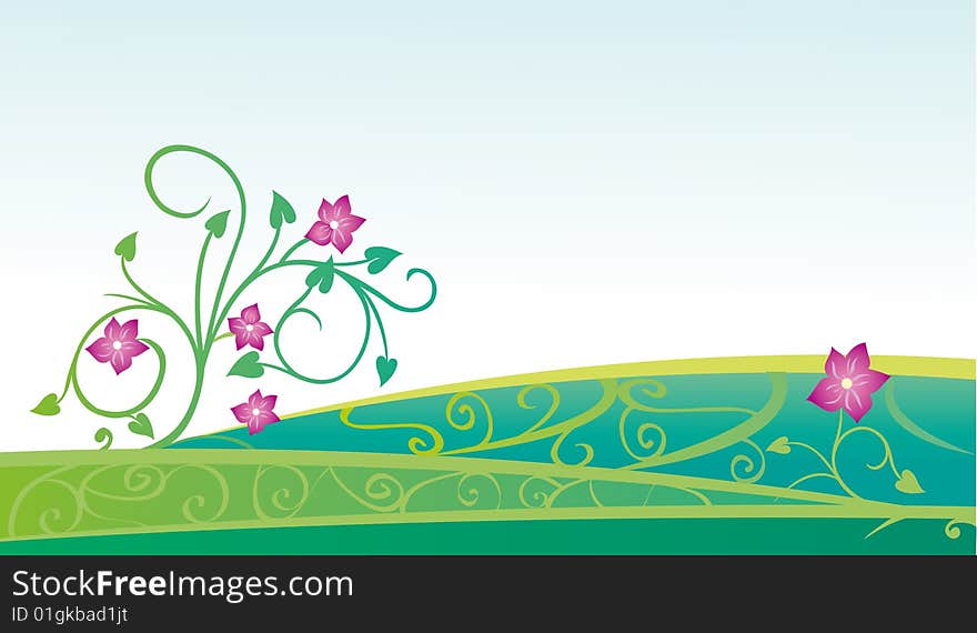 Decorative spring background with flowers