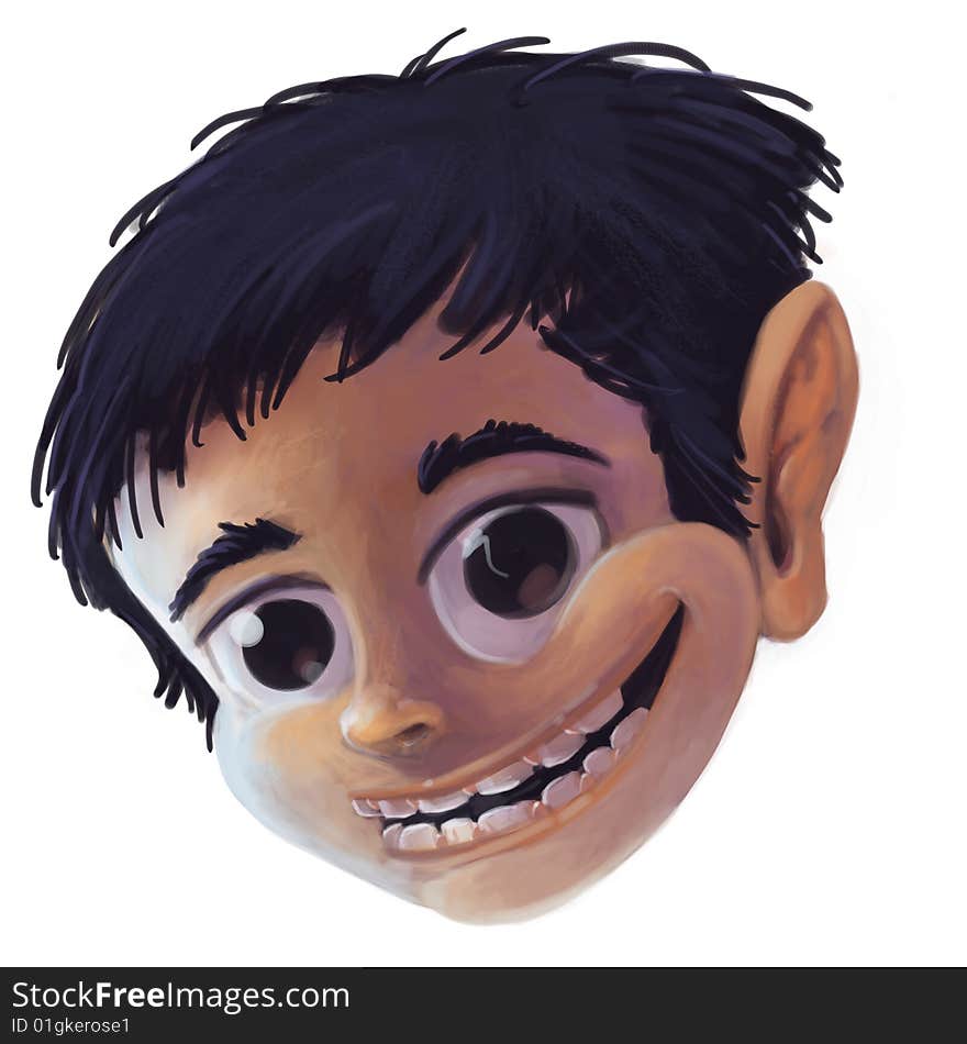 Digitally paiinted illustration of a happy, smiling boy. Digitally paiinted illustration of a happy, smiling boy