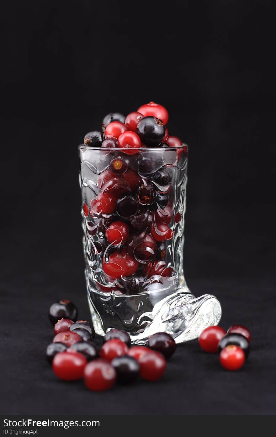 Cranberry and black currant in a wine-glass.