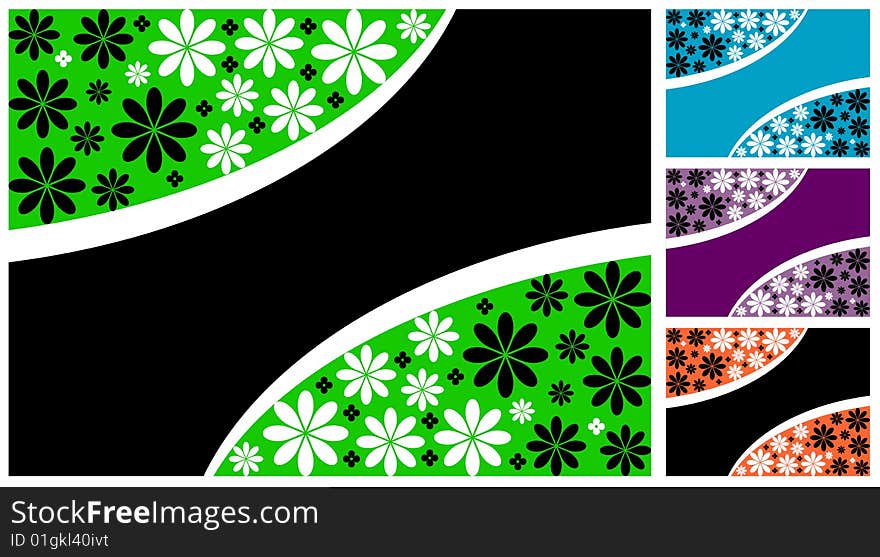 Black and green background with flowers. Black and green background with flowers