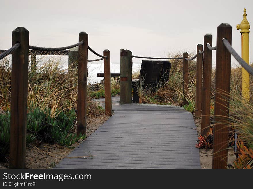 Wooden pathway to the beach