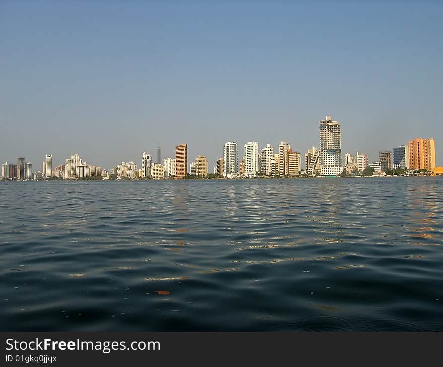 Skyline of Boca Grande, the modern Cartagena, Colombia