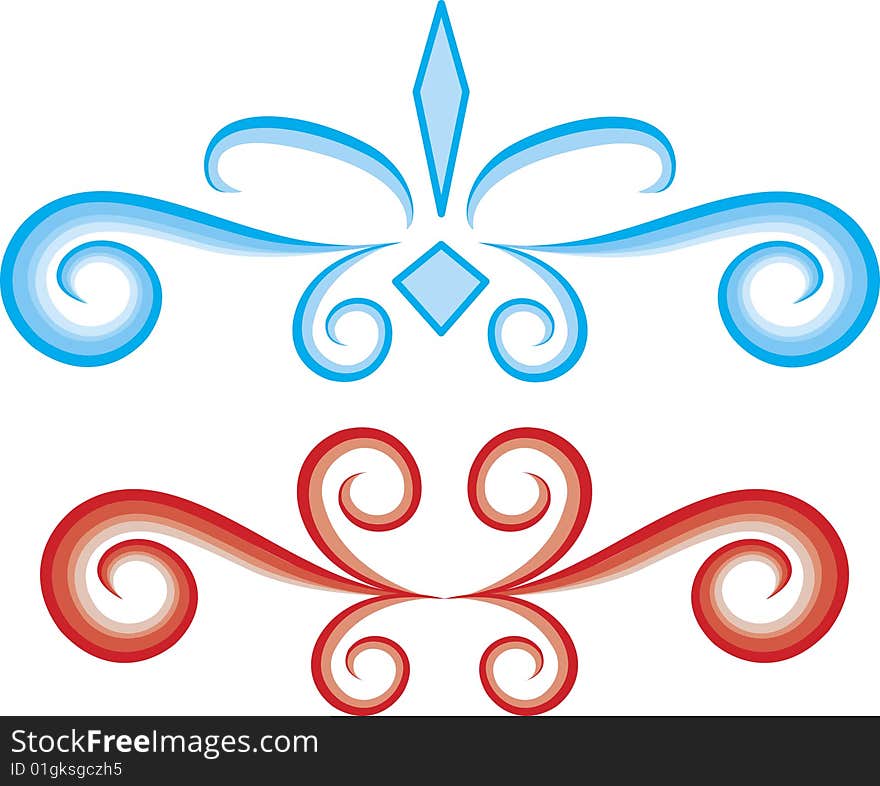 Two ornaments on white background, vector illustration.