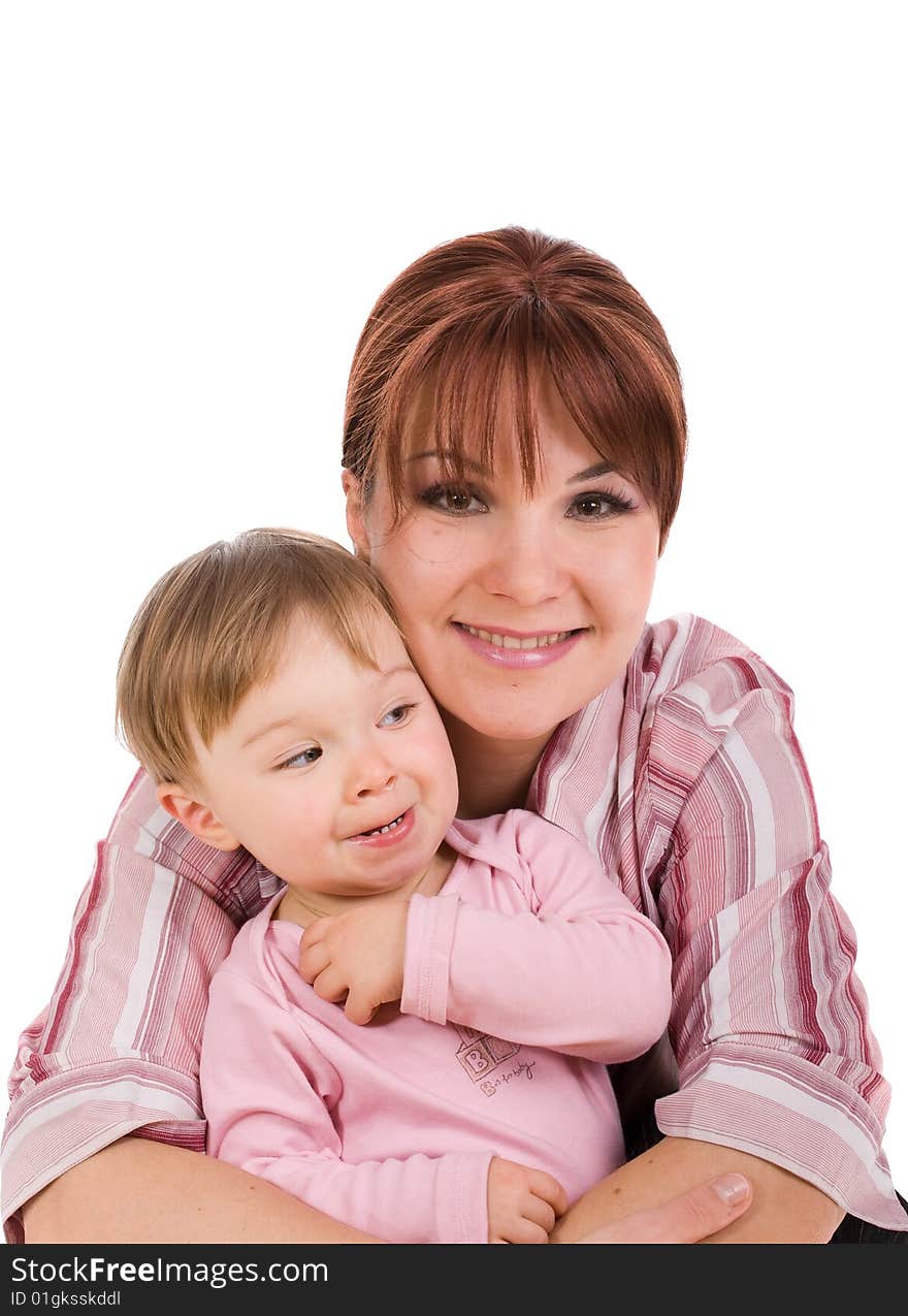 Mother and baby girl isolated. Mother and baby girl isolated