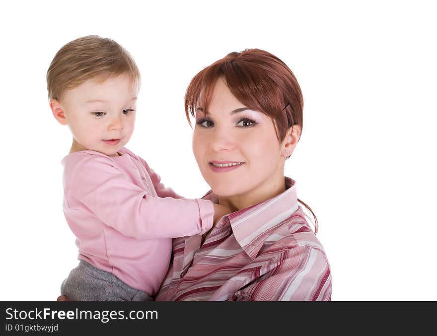 Mother and baby girl isolated. Mother and baby girl isolated