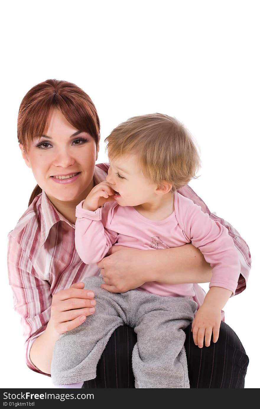 Mother and baby girl isolated. Mother and baby girl isolated