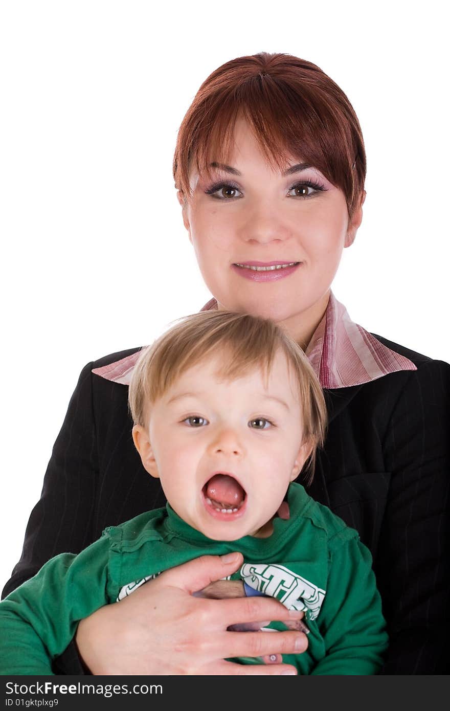 Mother and baby girl isolated. Mother and baby girl isolated